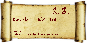 Kocsár Bálint névjegykártya