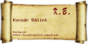 Kocsár Bálint névjegykártya